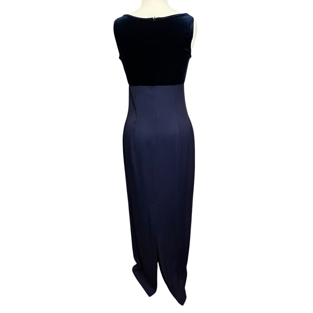 Jessica McClintock Vintage 90s Dress 6 Blue Velvet Bridal Party Timeless Glamour - Picture 4 of 15